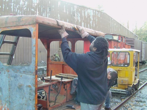 Dwite working on restoration of our Southern motor car Sept. 2011.