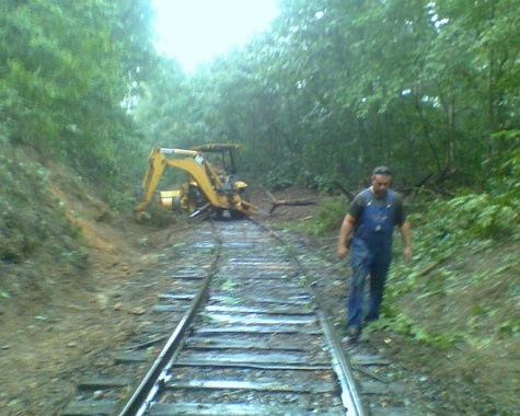 Clearing right of way on a rainy day