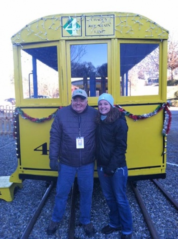 Jim King and his daughter Laura pose in front of number 4 between runs.